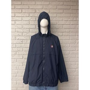 Ahead Authentic Men Navy Hoodie Windbreaker Zip Front Jacket Size XL